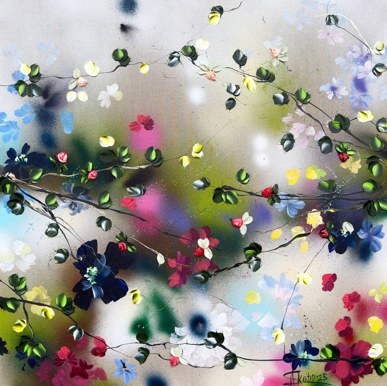 “”Kaori III” – colorful textured painting on linen canvas” Painting