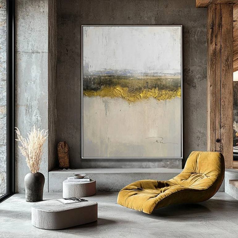 “Oversized Gold Textured Abstract” Painting