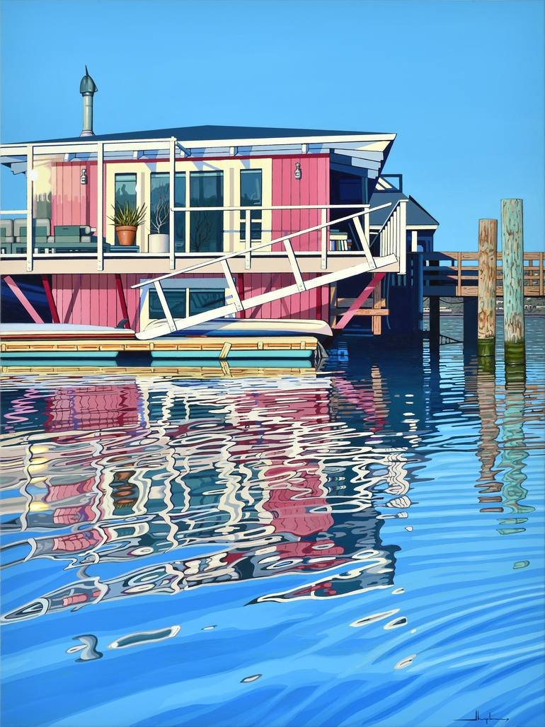 “Sausalito Pink Houseboat” Painting