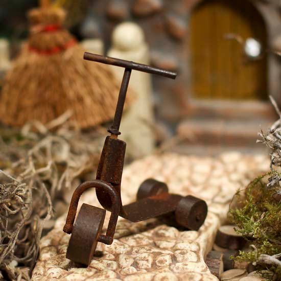 Dollhouse Miniature Rustic Vintage Toy Scooter