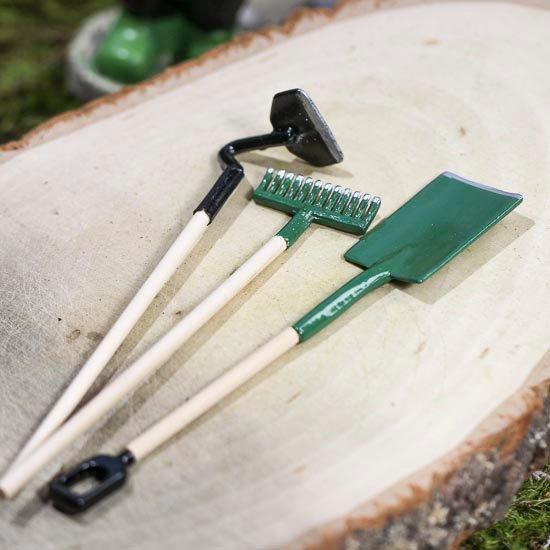 Miniature Green Garden Tools (Pack of 3 pieces)