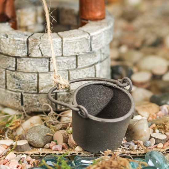 Miniature Rustic Metal Well Bucket