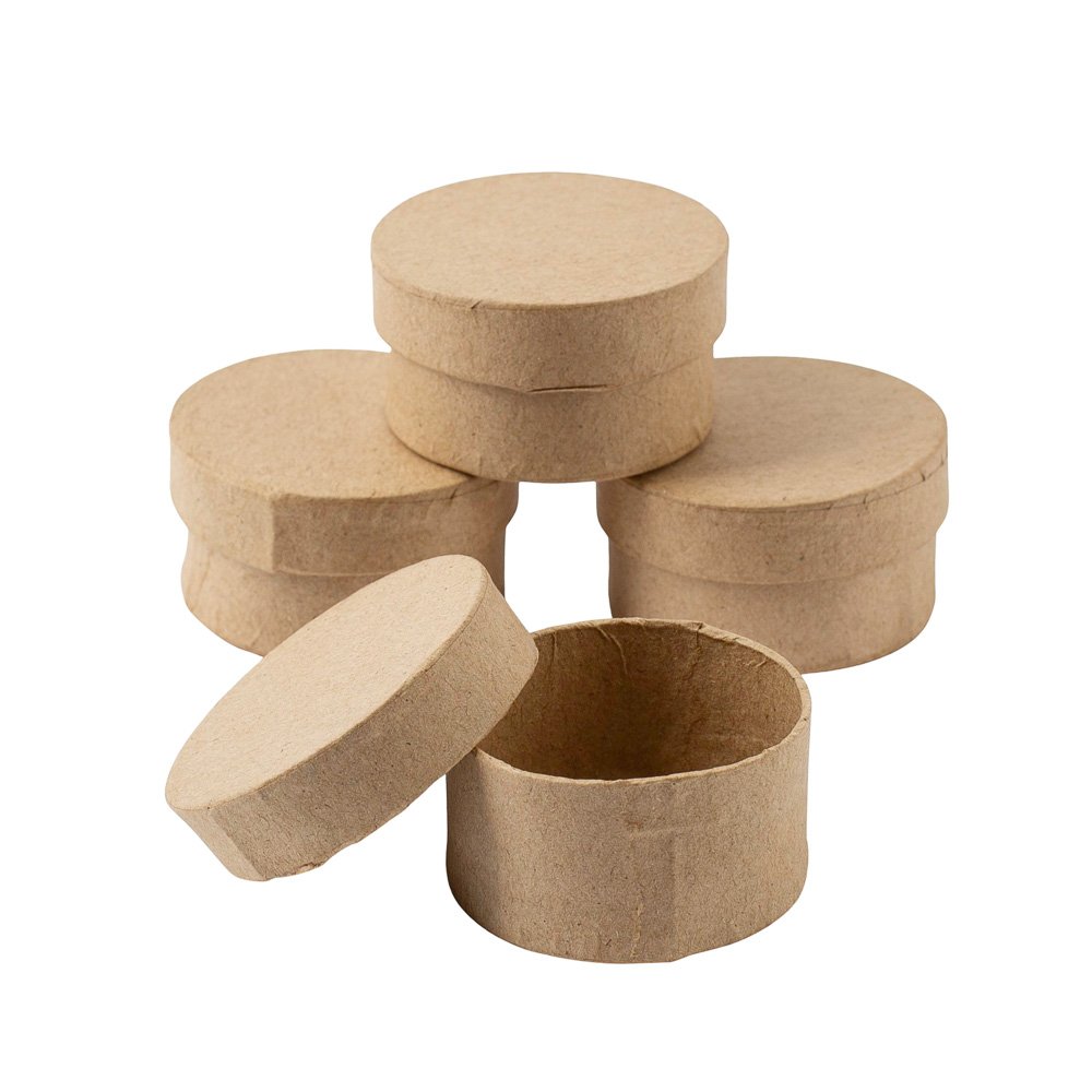 5.08 cm Mini Round Paper Mache Boxes (Pack of 4 pieces)