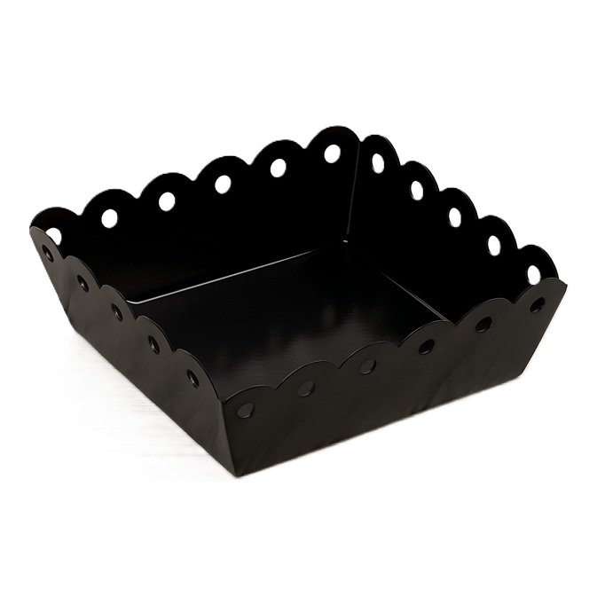 Black Enamel Scalloped Metal Tray
