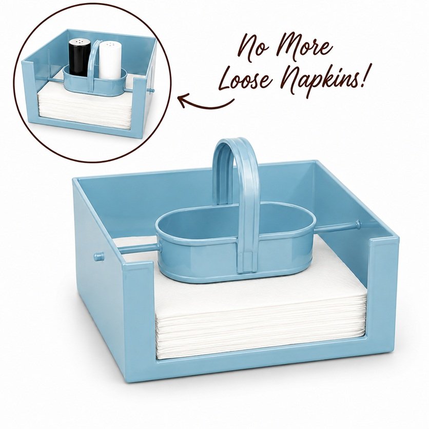 Aqua Salt and Pepper Napkin Holder