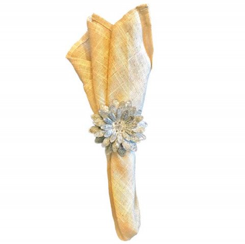 Gray Zinc Daisy Napkin Ring