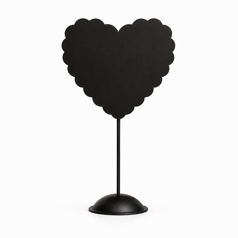 Black Scalloped Heart Magnetic Board With Stand