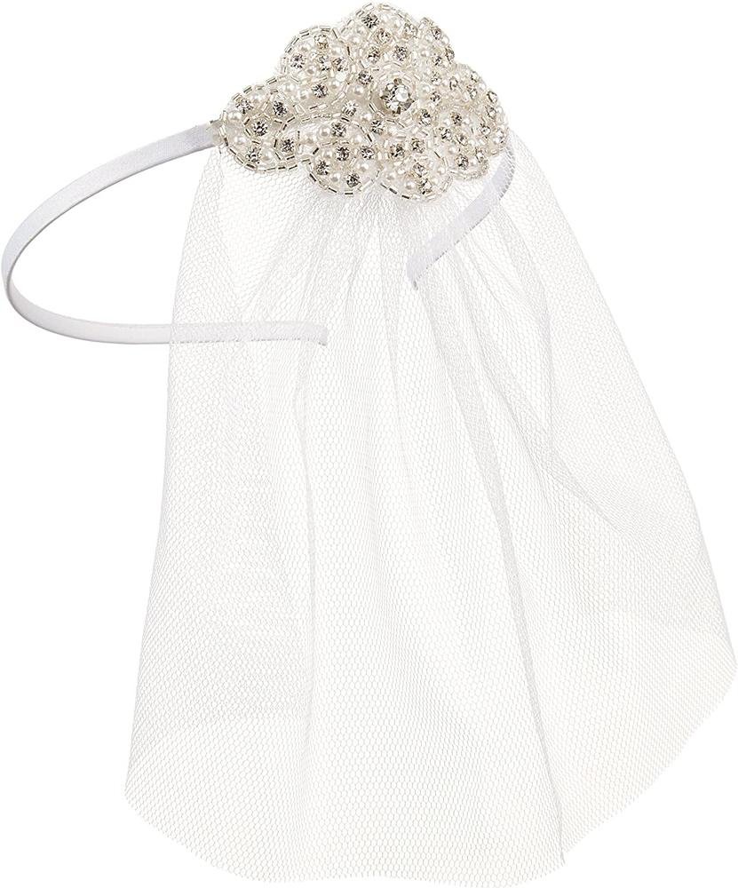 Rhinestone and Pearl Headband Veil – Seconds