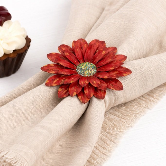 Red Enamel Daisy Napkin Ring