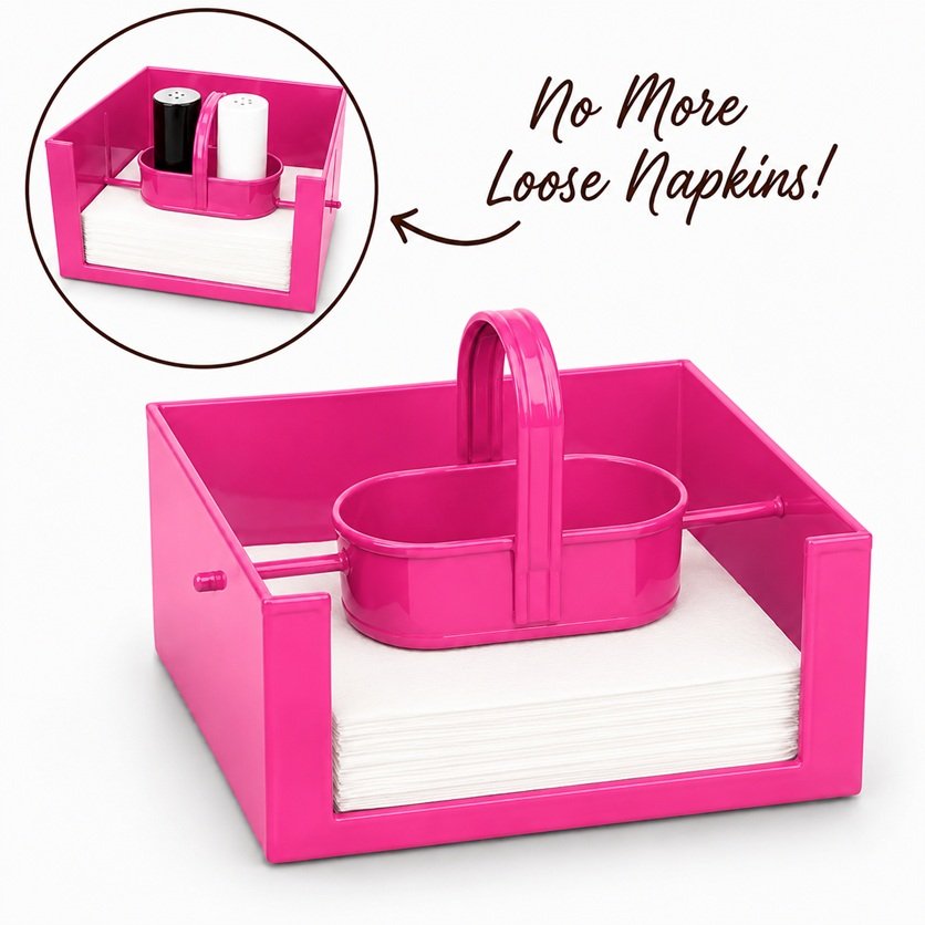 Fuchsia Salt and Pepper Napkin Holder